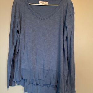 Workshop Republic Clothing Gray Long Sleeve Ruffled Blouse